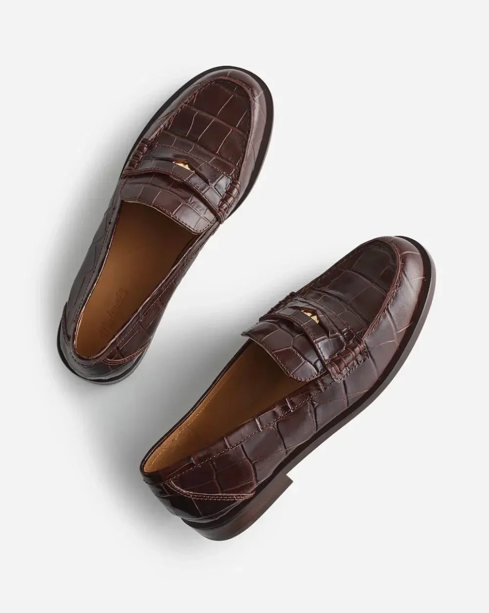 Madewell The Grayson Penny Loafer Croc-Stamped Chocolate Raisin Size 8.5 NWOT